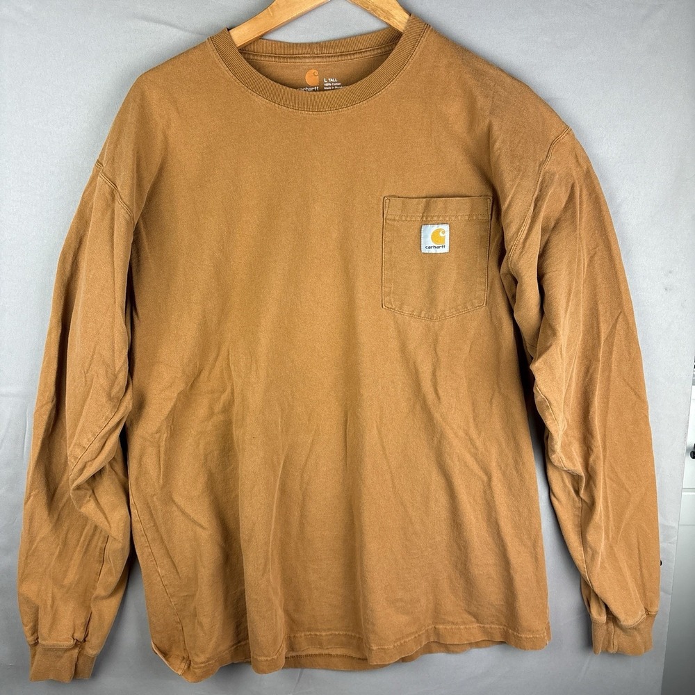 Carhartt Lot of 3 Size Large Tall Long Sleeve Pocket Shirts & T-Shirt K126 K87 - Picture 2 of 13